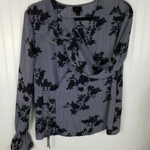 SEXY & SOPHISTICATED Silky Faux Wrap Top - Large